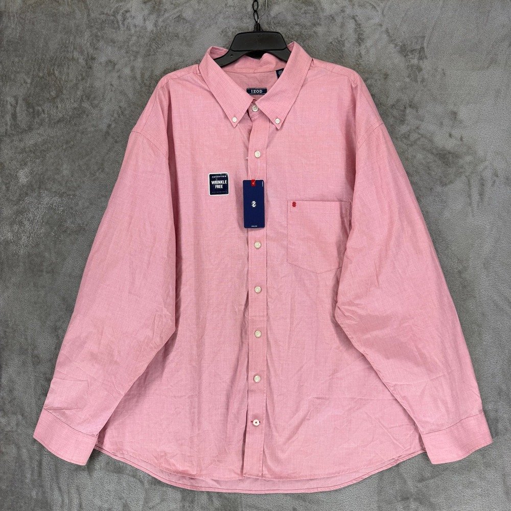 IZOD Shirt Men 3XLT Advantage Performance Saltwater Red Button-Down NEW
